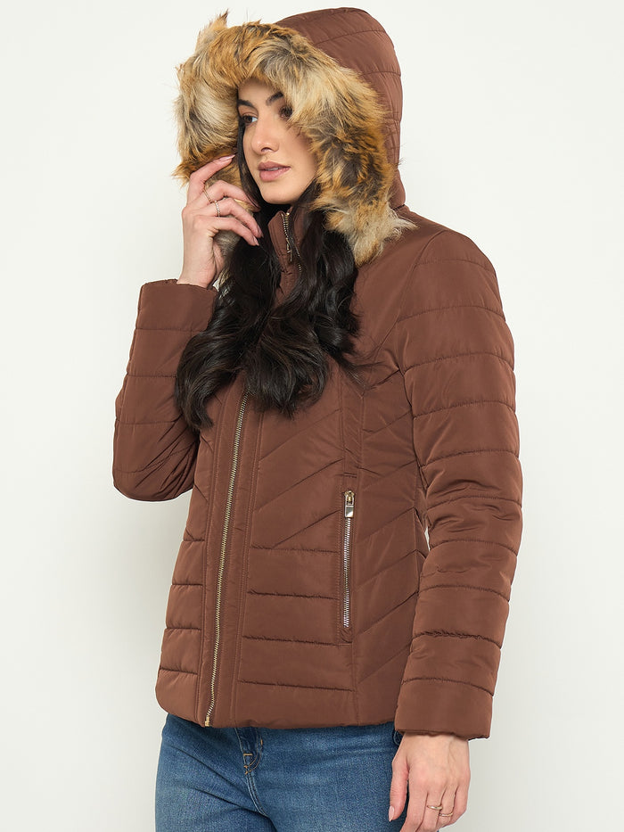 Madame Quilted Faux Fur Hooded Jacket