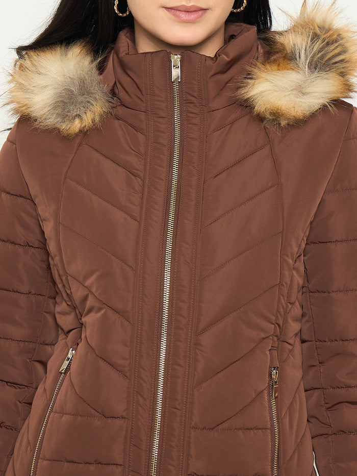 Madame Quilted Faux Fur Hooded Jacket