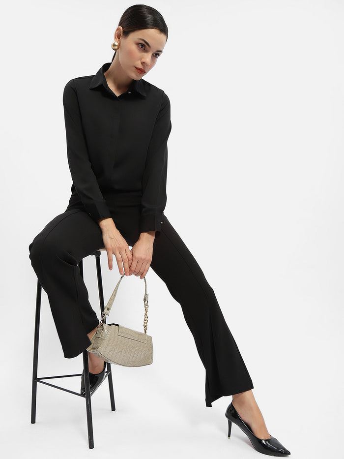 Madame Solid Black Regular Shirt