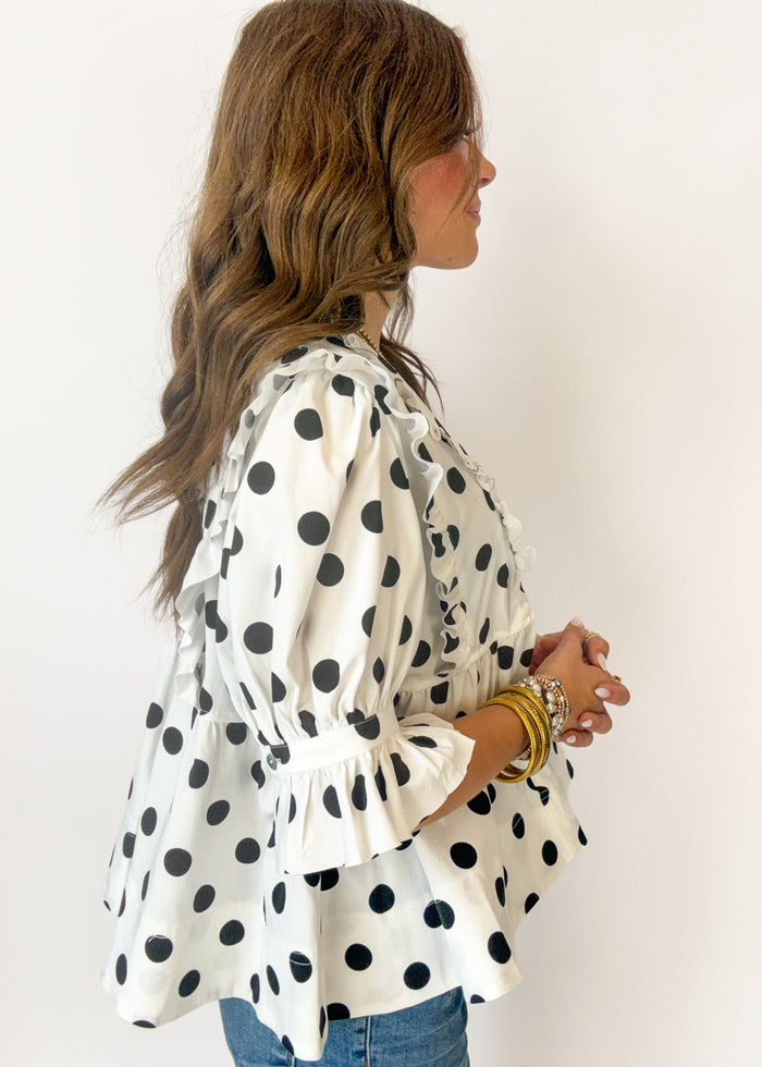 Makenzie Polka Dot Ruffle Top