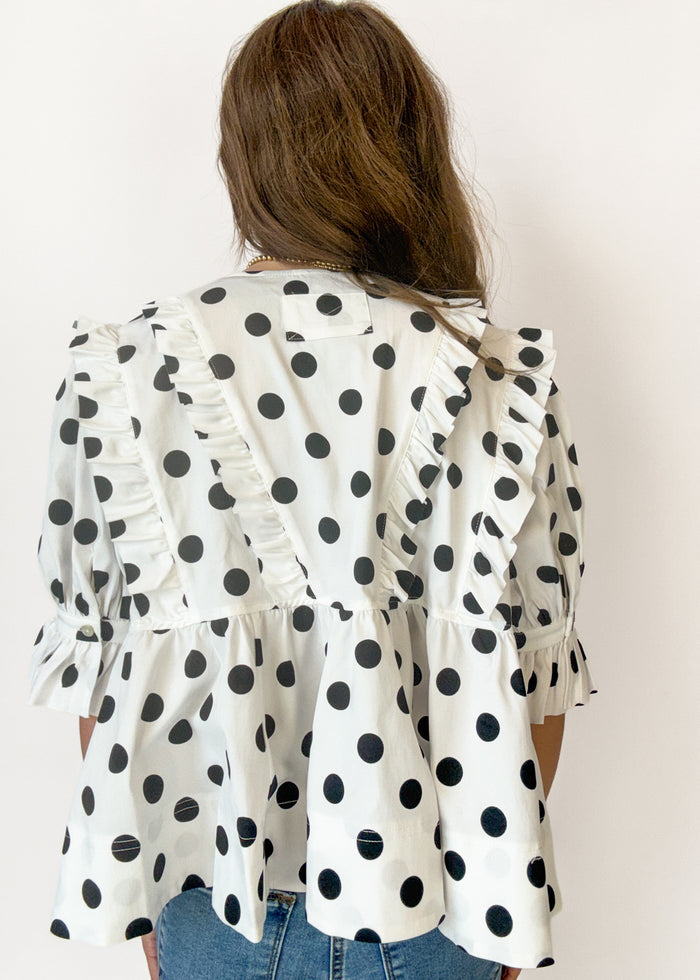 Makenzie Polka Dot Ruffle Top