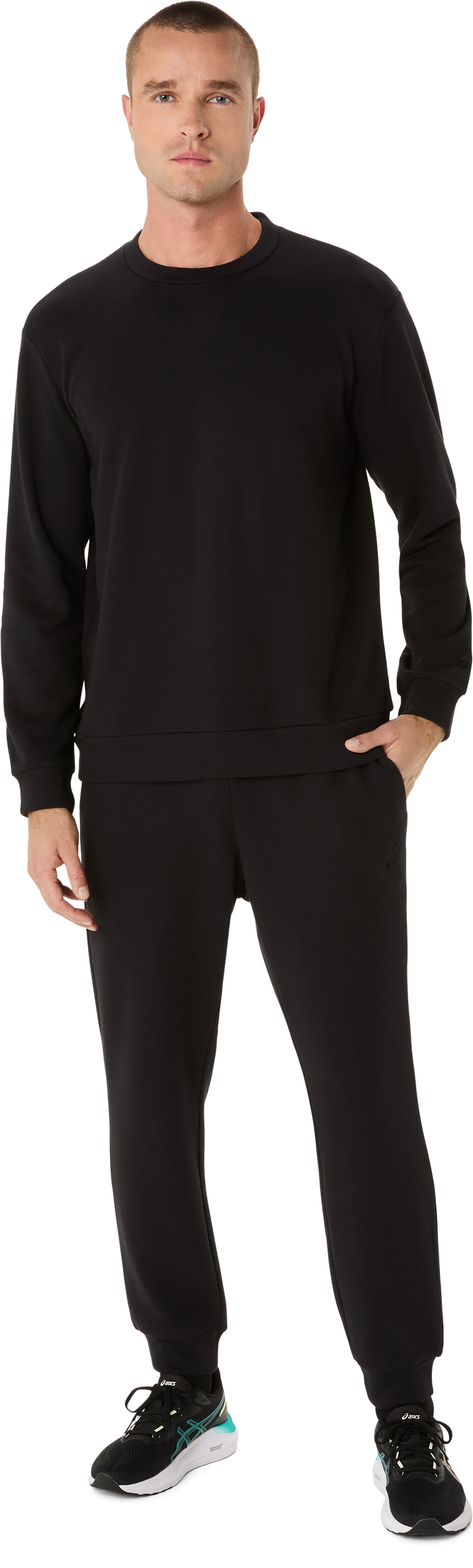 Marathon ASICS Sweat Crew Neck Top - Black (Unisex Sizing)