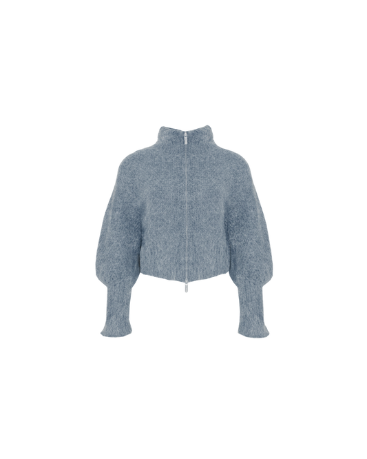 MATILDA ZIP CARDIGAN BLUE MARLE