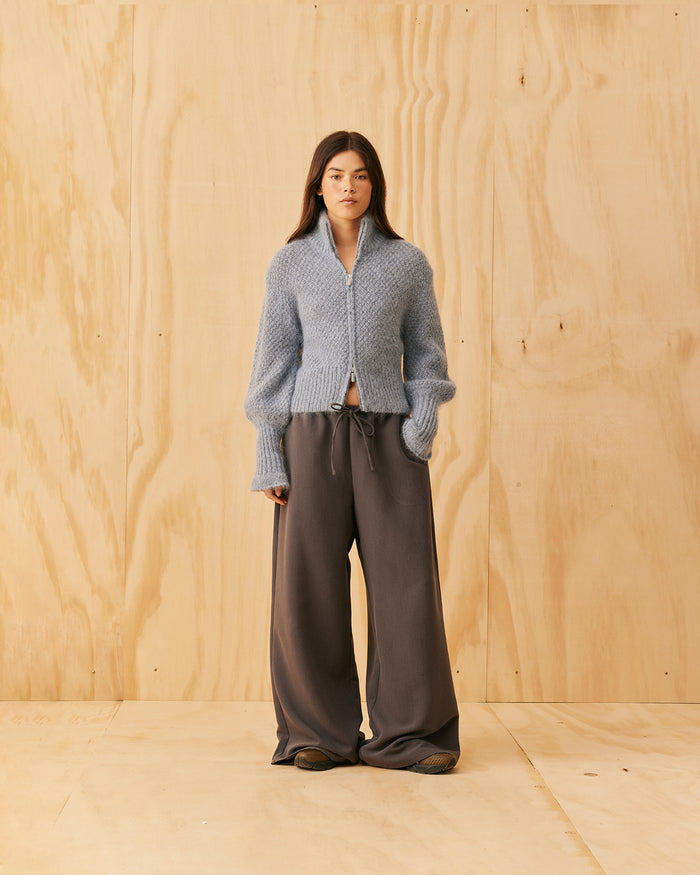 MATILDA ZIP CARDIGAN BLUE MARLE
