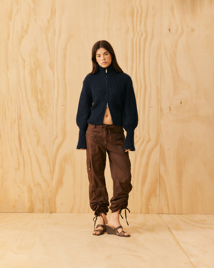 MATILDA ZIP CARDIGAN INK