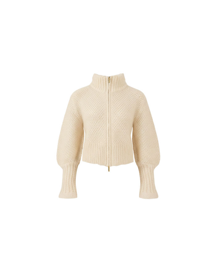 MATILDA ZIP CARDIGAN PEARL