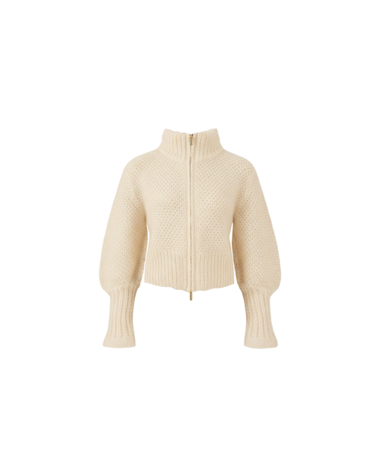 MATILDA ZIP CARDIGAN PEARL