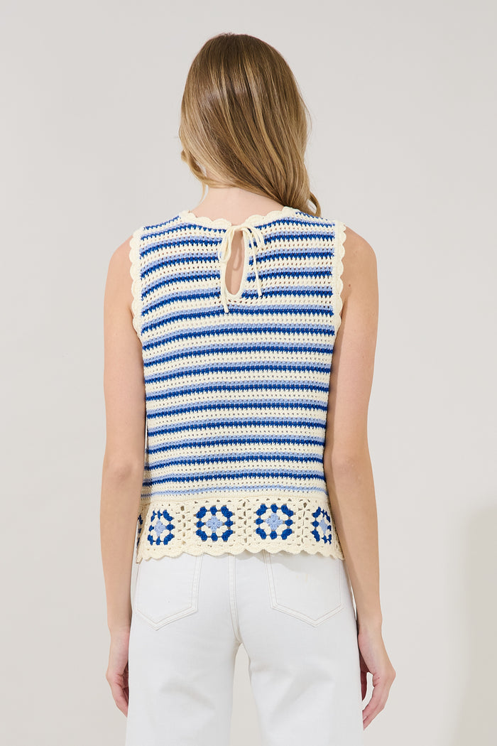 Melcia Crochet Stripe Sweater Top
