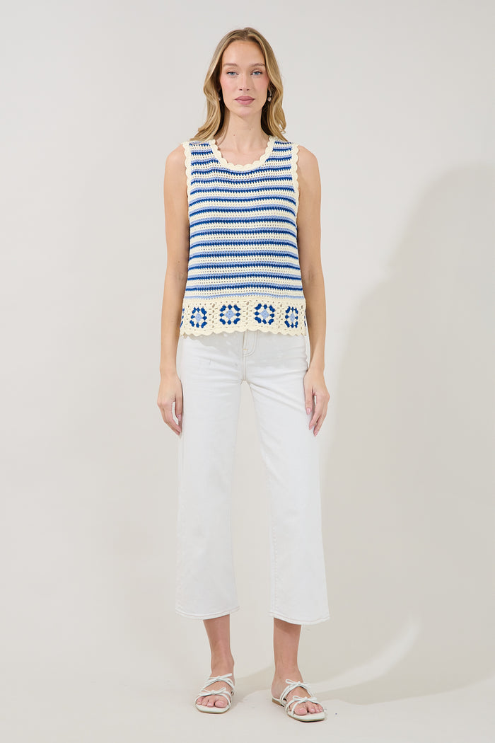 Melcia Crochet Stripe Sweater Top