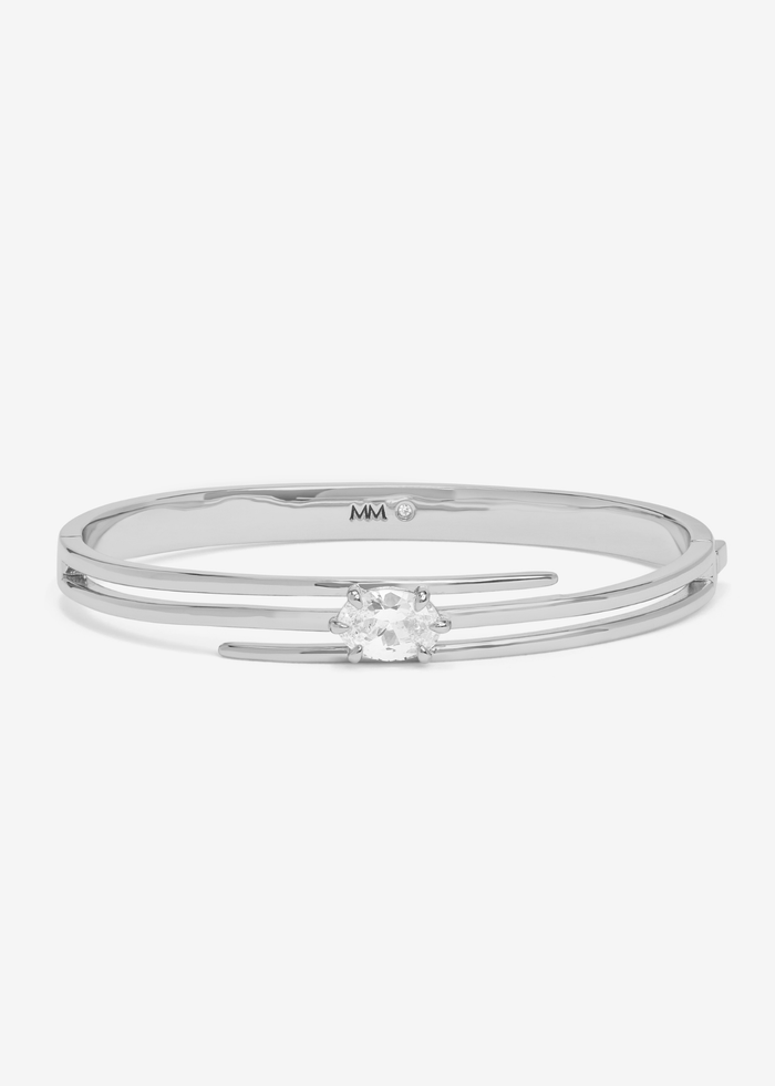 Silver lasso cuff bracelet with a diamond stud