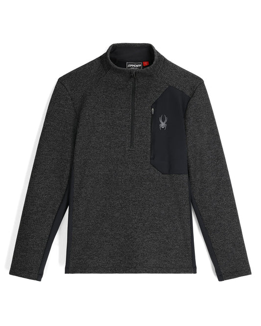 Gray long-sleeve shirt with a black pocket on a white background