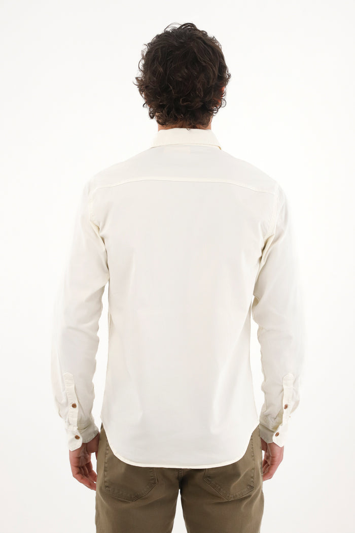 Men's Twill Shirt with Pockets in Cream