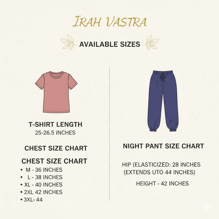 Irah Vastra women’s ribbed T-shirt size chart