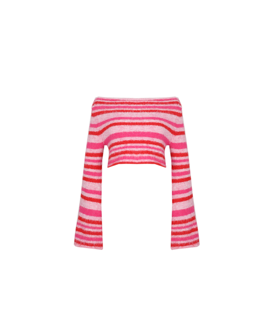 MILO CROP SWEATER PINK STRIPE