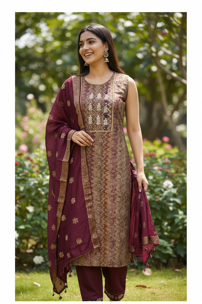 Modal silk salwar suit