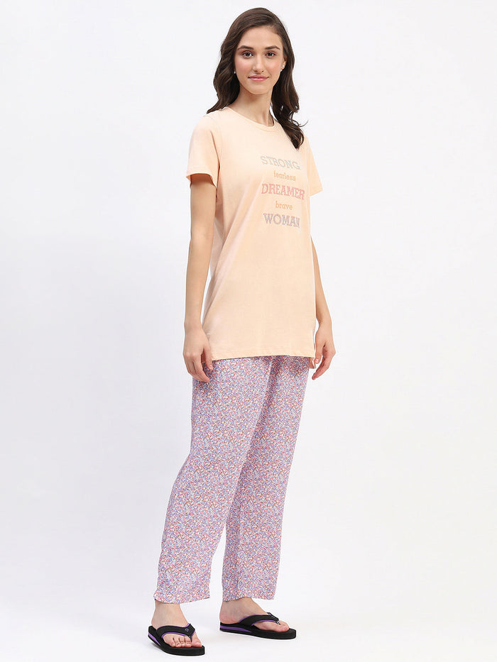 mSECRET Graphic Tee and Printed Pajama Night suit Set