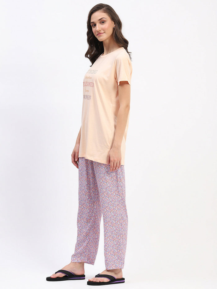 mSECRET Graphic Tee and Printed Pajama Night suit Set