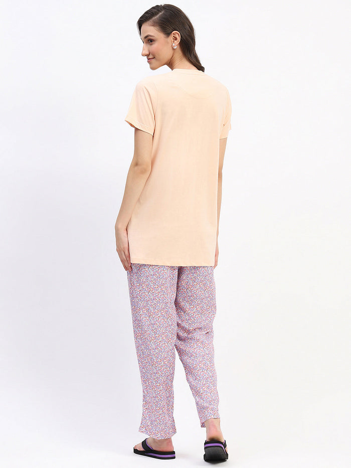 mSECRET Graphic Tee and Printed Pajama Night suit Set