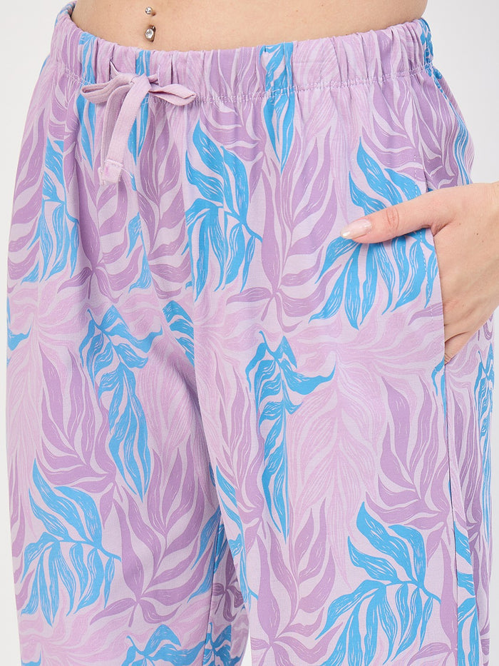 mSECRET Mauve Printed Cotton Night Suit