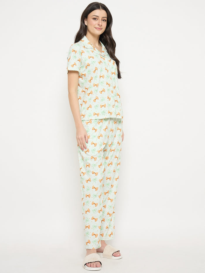 mSECRET Mint Printed Night Suit Set