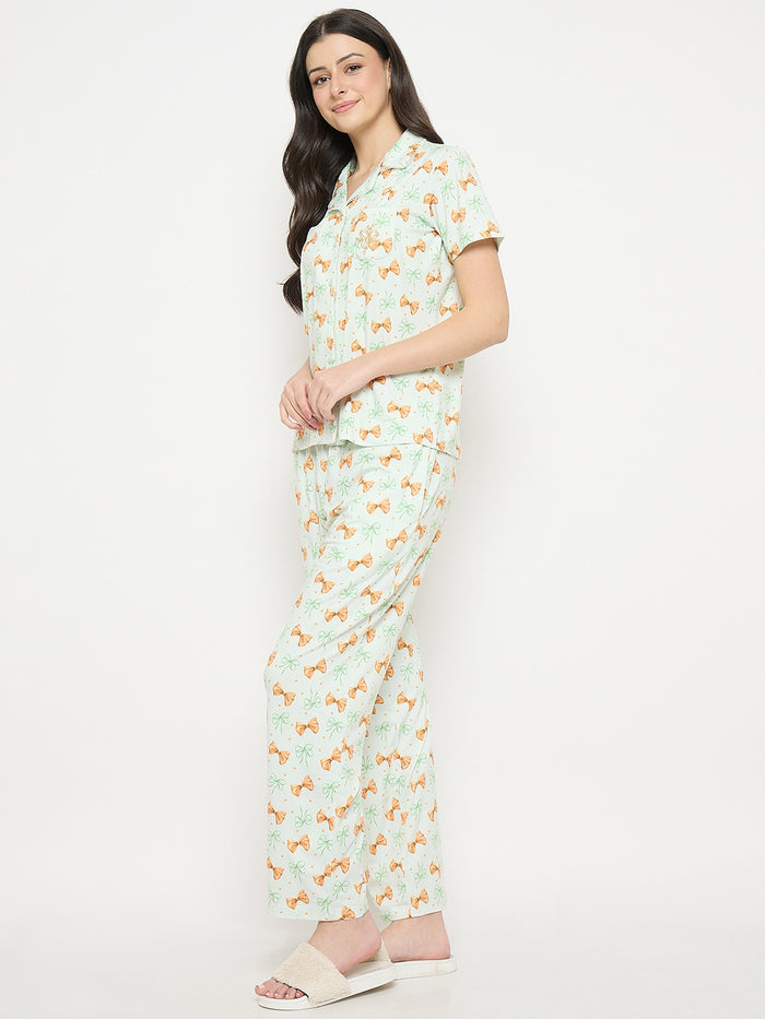 mSECRET Mint Printed Night Suit Set