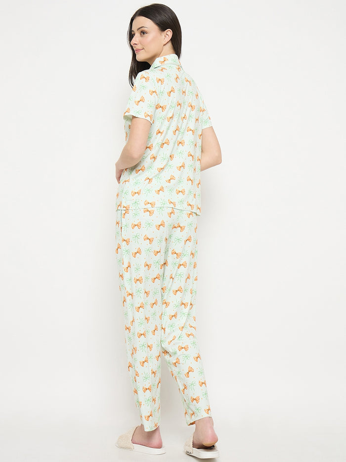 mSECRET Mint Printed Night Suit Set