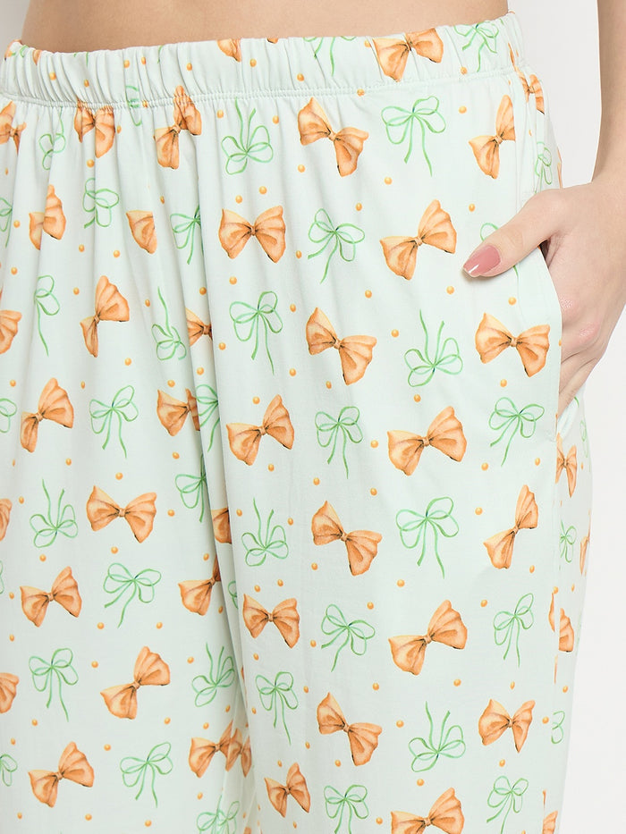 mSECRET Mint Printed Night Suit Set