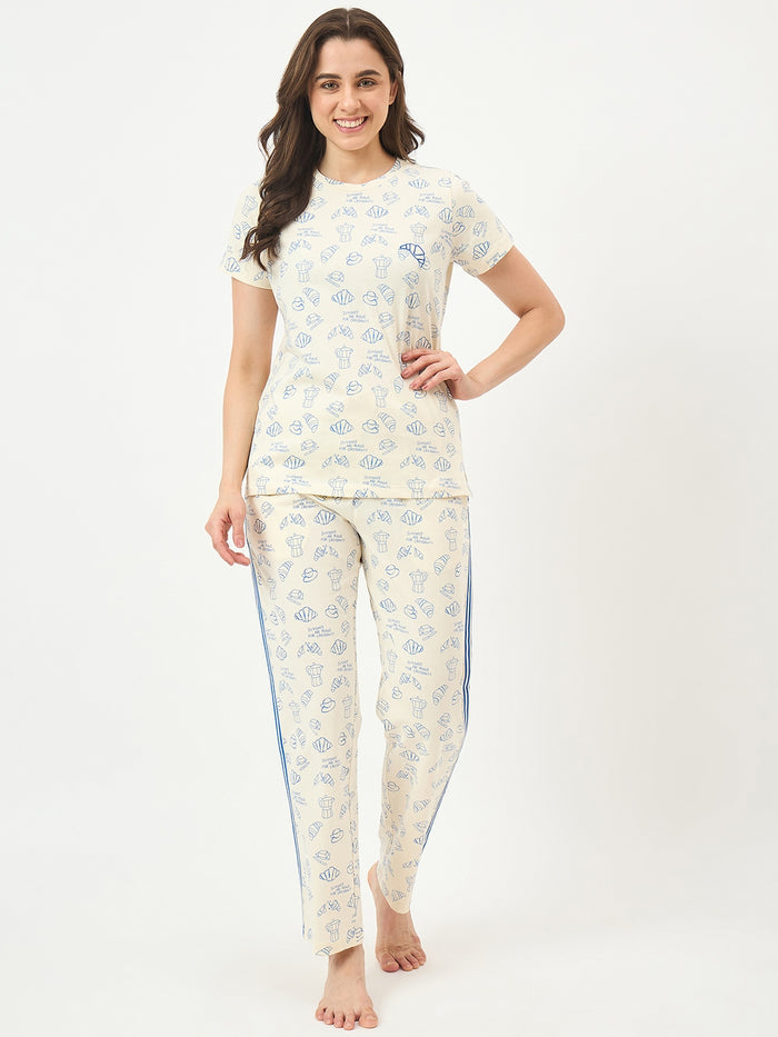 mSECRET Off-White Cotton Night Suit