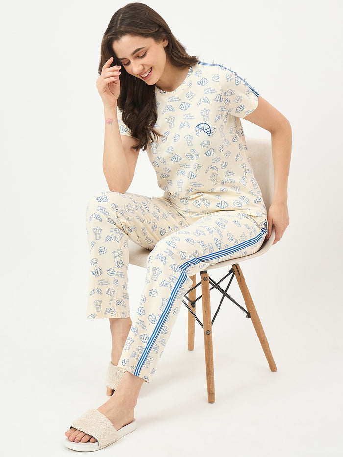 mSECRET Off-White Cotton Night Suit