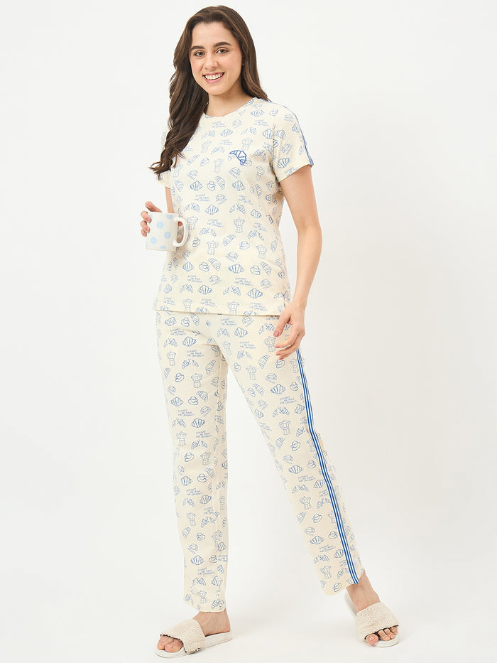mSECRET Off-White Cotton Night Suit