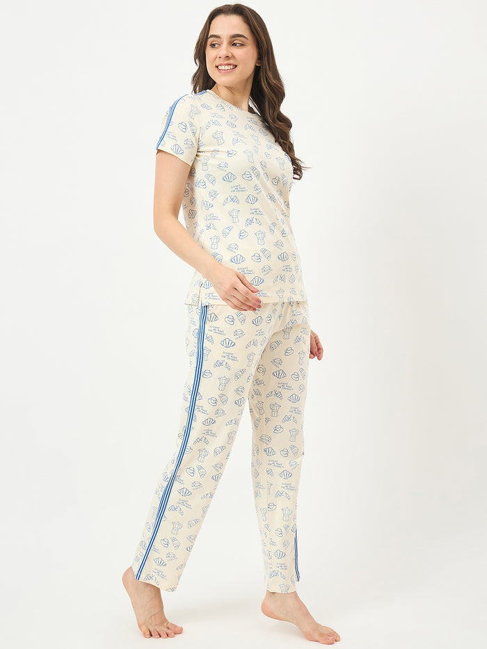 mSECRET Off-White Cotton Night Suit