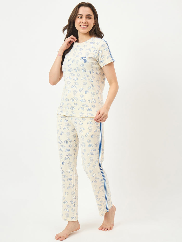 mSECRET Off-White Cotton Night Suit