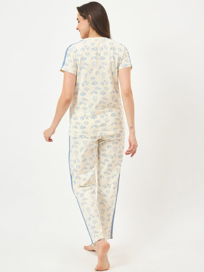 mSECRET Off-White Cotton Night Suit