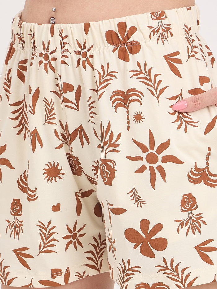 mSECRET Tan Cotton Blend Sleeveless Night Suit