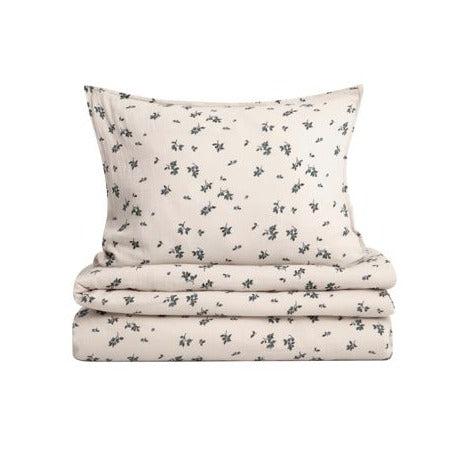 Muslin Bed Set Single, Blueberry
