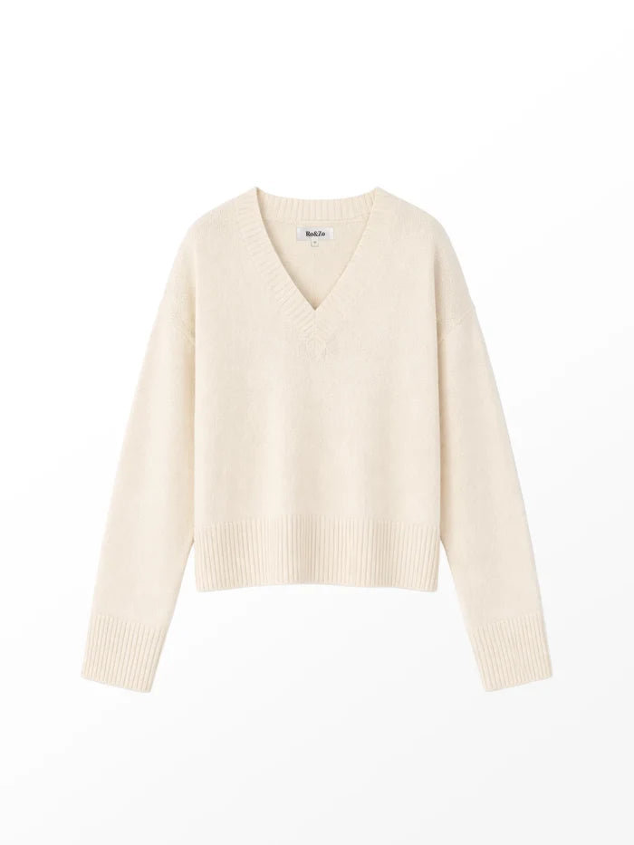 Natural Cotton V-Neck Jumper