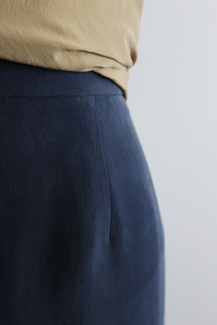 navy silk trousers
