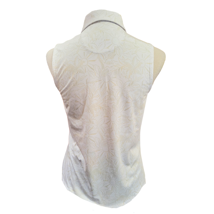 New Bad Birdie Women's Core Sleeveless Golf Polo- White Bloom