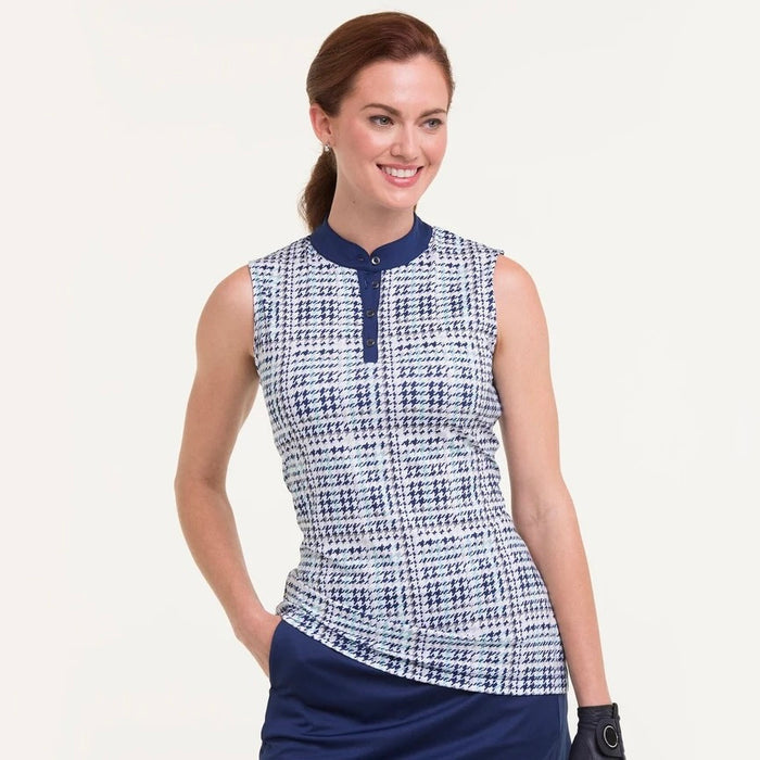 New EP NY Sleeveless Houndstooth Print Golf Polo MSP$80