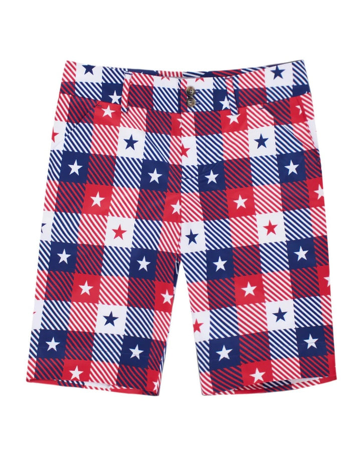 New Loudmouth Women's Bermuda Golf Shorts - Star Plaid Size 6 MSP$78