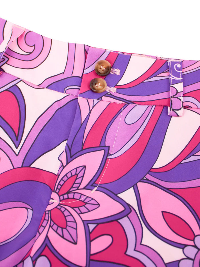 New Loudmouth Women's Bermuda Golf Shorts - Summer of Love Lilac MSP$78