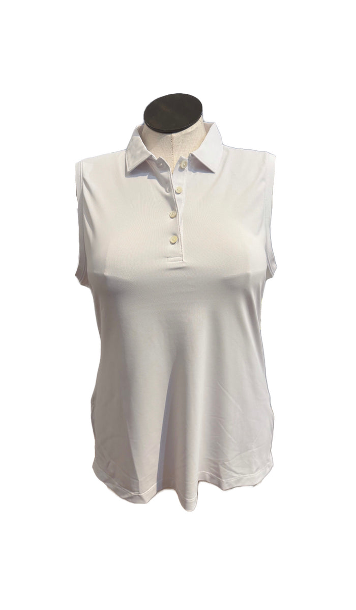New Peter Millar Sleeveless Polo -White Size XL