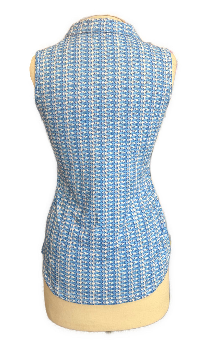 New Scales Blue Fishy Sleeveless Golf Polo Size S MSP$80