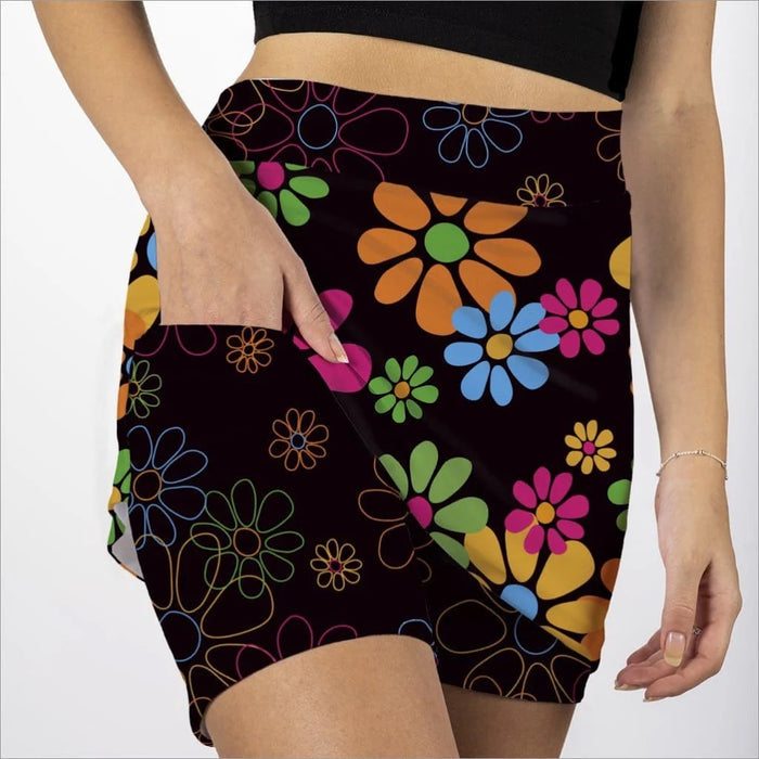New Skort Obsession Night Daisies Black Golf Skort Size S MSP$72