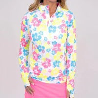 New Taylor Jordan Neon Hibiscus Long Sleeve Sun Shirt MSP$100