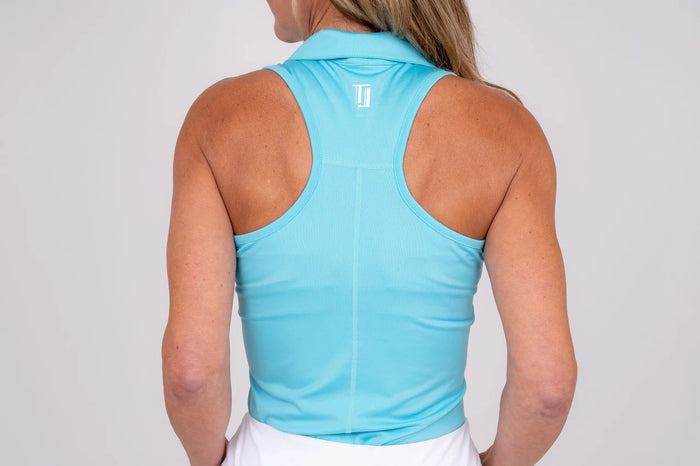 New TJ Sport Miami Blue Racerback Golf Shirt MSP$82