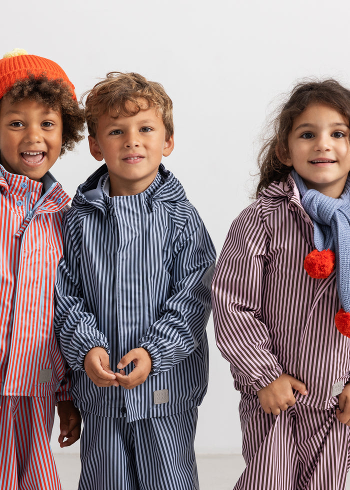 Kids set in blue stripes with hood and zipper, matching pants top