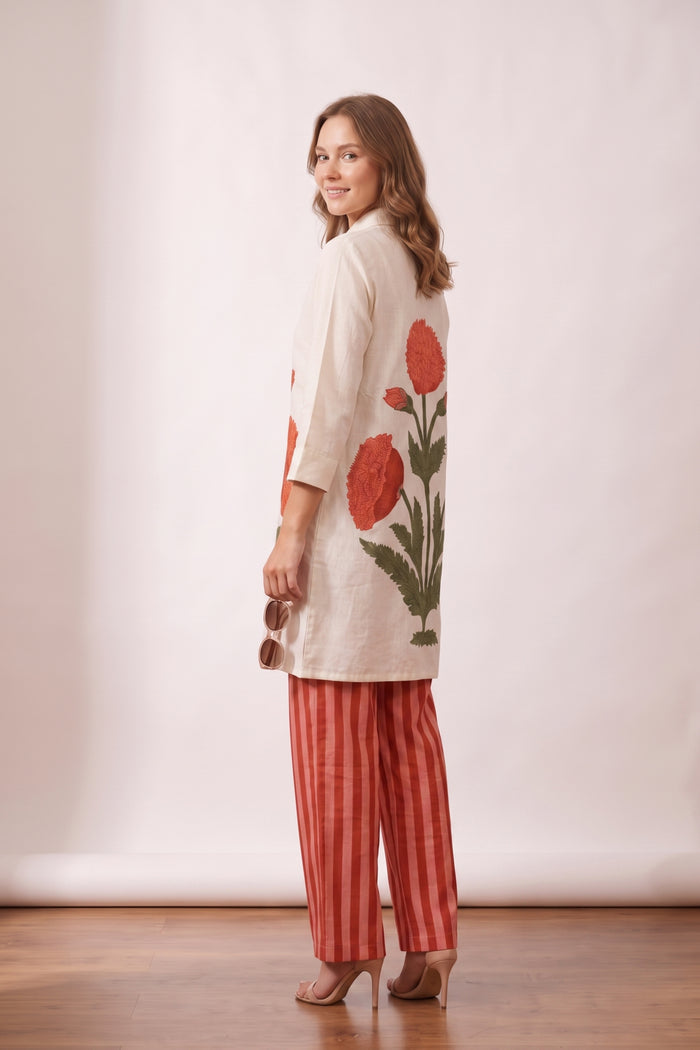 Off-White Botanical Floral Printed Cotton Co-ord Set