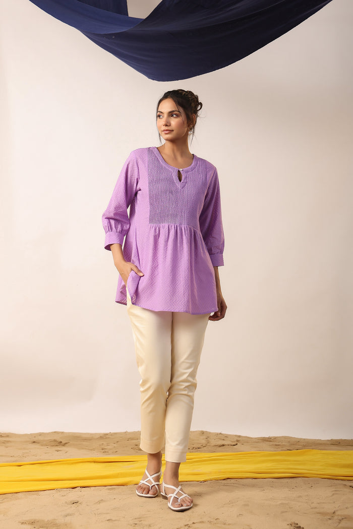 Opal Purple Cotton Dobby Top