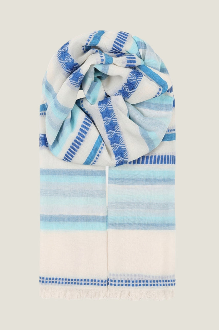 Organic Cotton Scarf | Blue/White Stripe - Aspiga